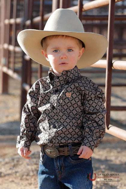 Cinch Camisa de manga larga negra/marrón para bebé - MTW7061360