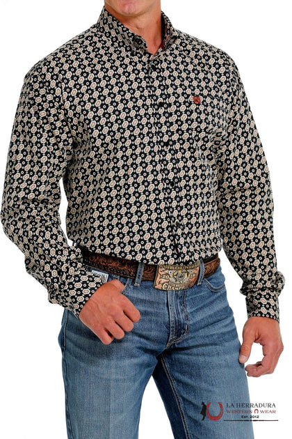 CINCH BLACK PATTERNED LONG SLEEVE BUTTON UP MTW1105613