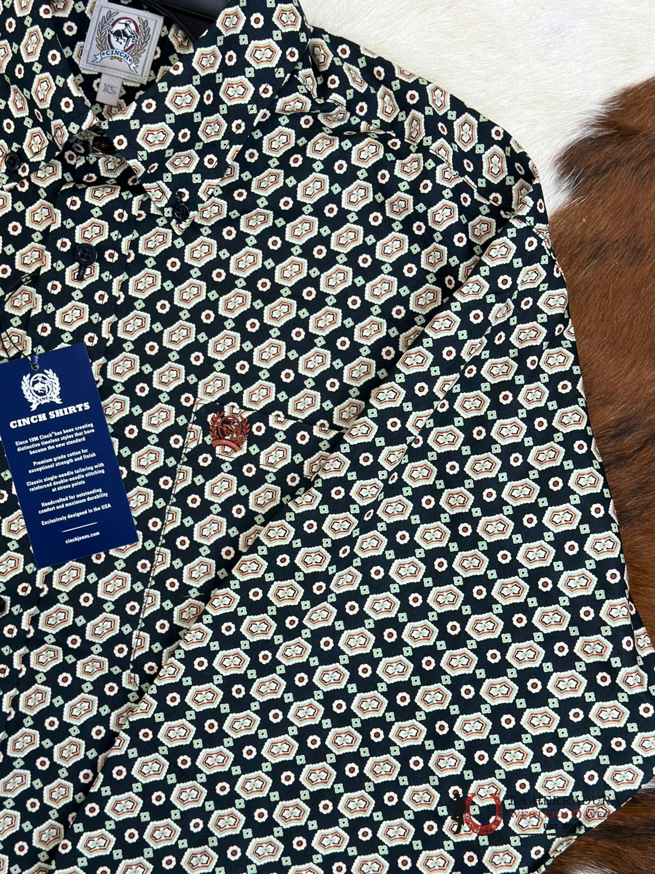 Cinch Black Patterned Long Sleeve Button Up Ropa Hombres