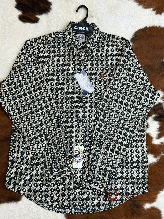 Cinch Black Patterned Long Sleeve Button Up Ropa Hombres