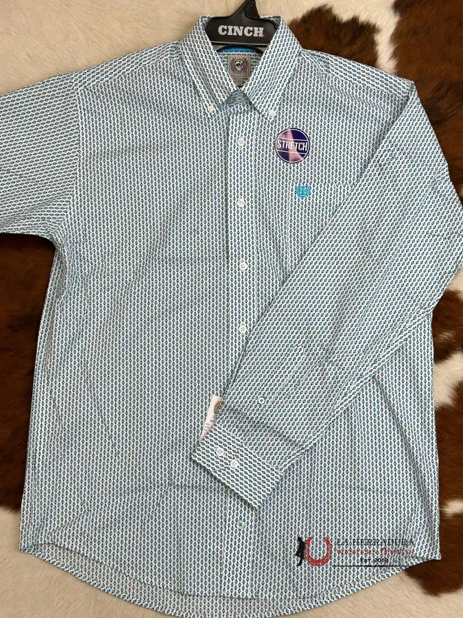 Cinch Blue & White Long Sleeve Button Up Ropa Hombres