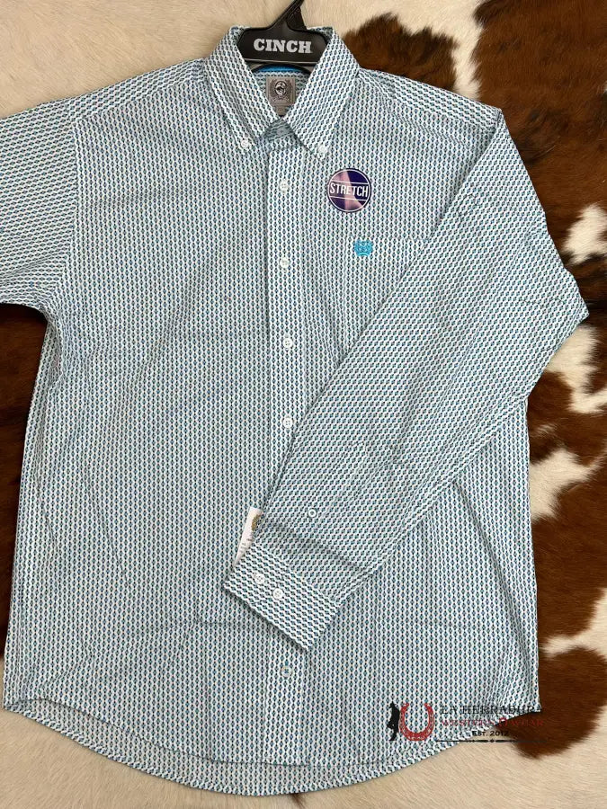 Cinch Blue & White Long Sleeve Button Up Ropa Hombres