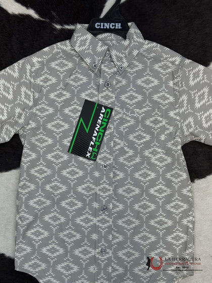CINCH BOYS GRIS AZTECA BOTÓN A PRESIÓN MANGA CORTA MTW7140031