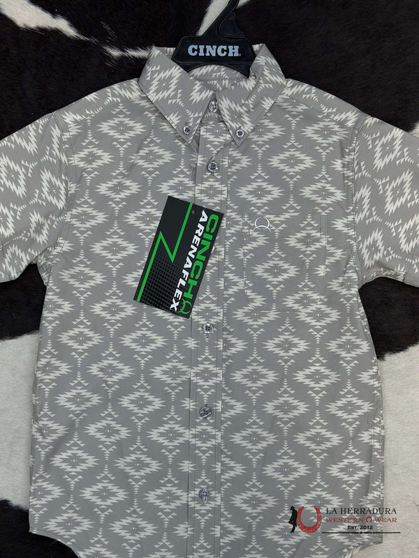 CINCH BOYS GRIS AZTECA BOTÓN A PRESIÓN MANGA CORTA MTW7140031