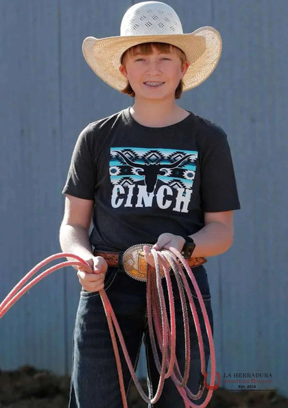 CINCH BOYS TSHIRT- BLACK BLUE AZTEC MTT7670160