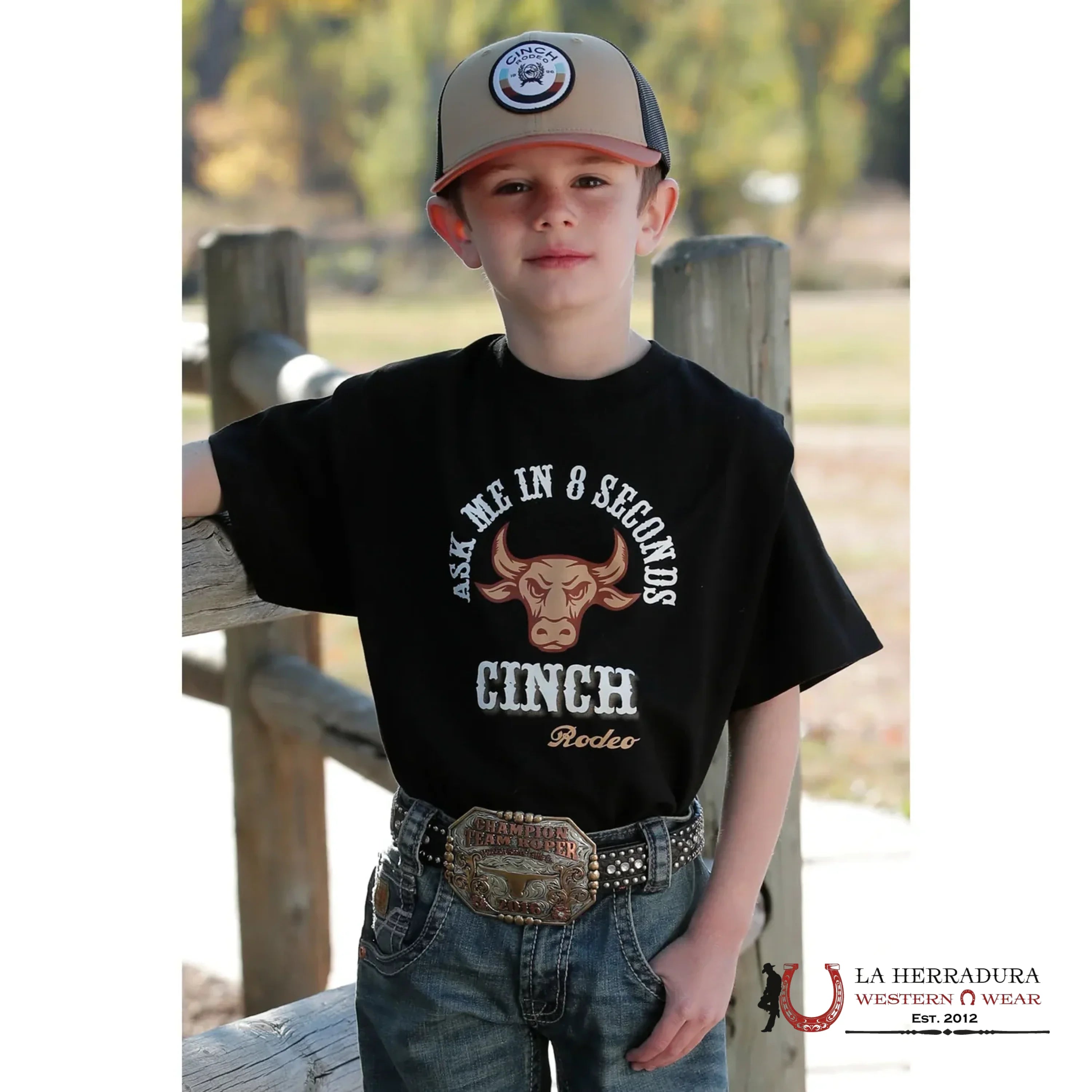 CINCH BOYS TSHIRT- BLACK TEE TAN BULL MTT7670134 NIÑOS