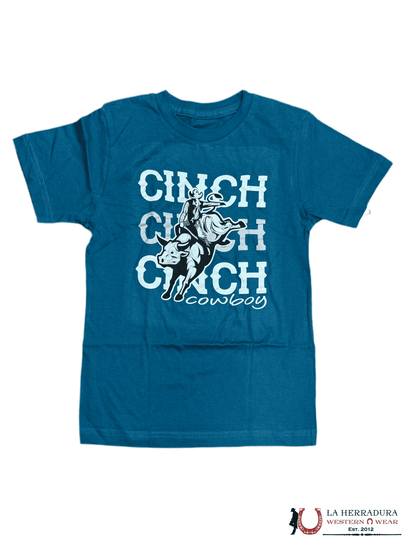 CINCH BOYS TSHIRT- GREEN TEE TAN BULL MTT7670166