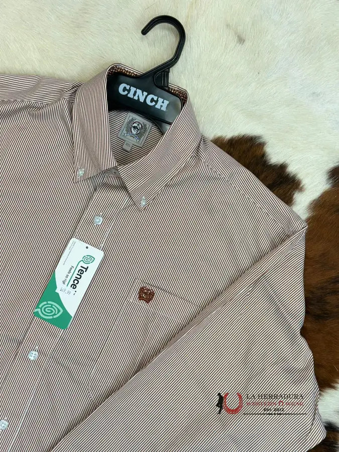 Cinch Brown Striped Long Sleeve Button Up Ropa Hombres