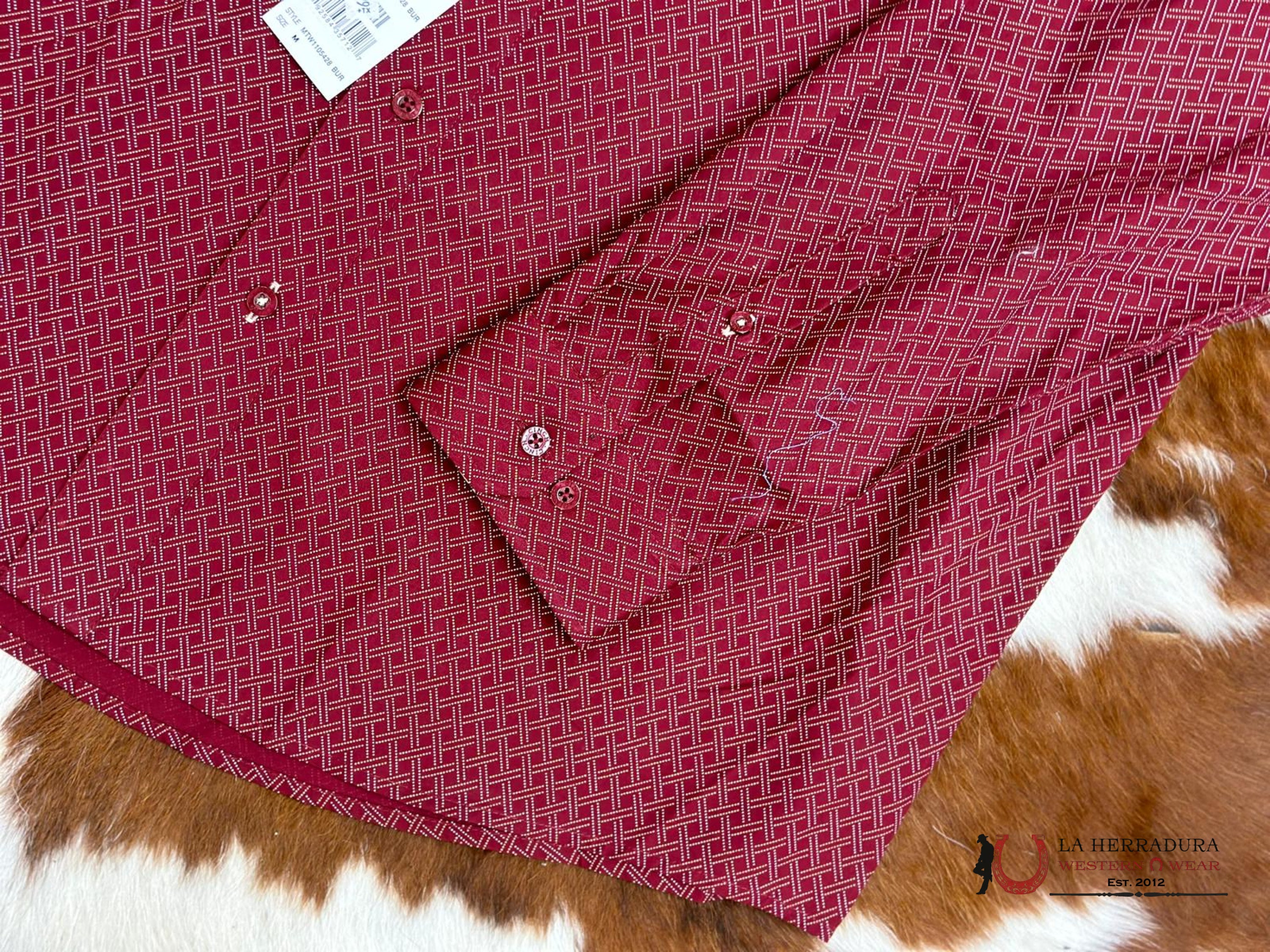 Cinch Burgundy Long Sleeve Button Up Ropa Hombres