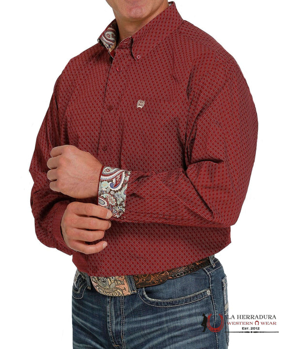 CAMISA DE MANGA LARGA CON BOTONES CINCH COLOR BORGOÑA MTW1105428