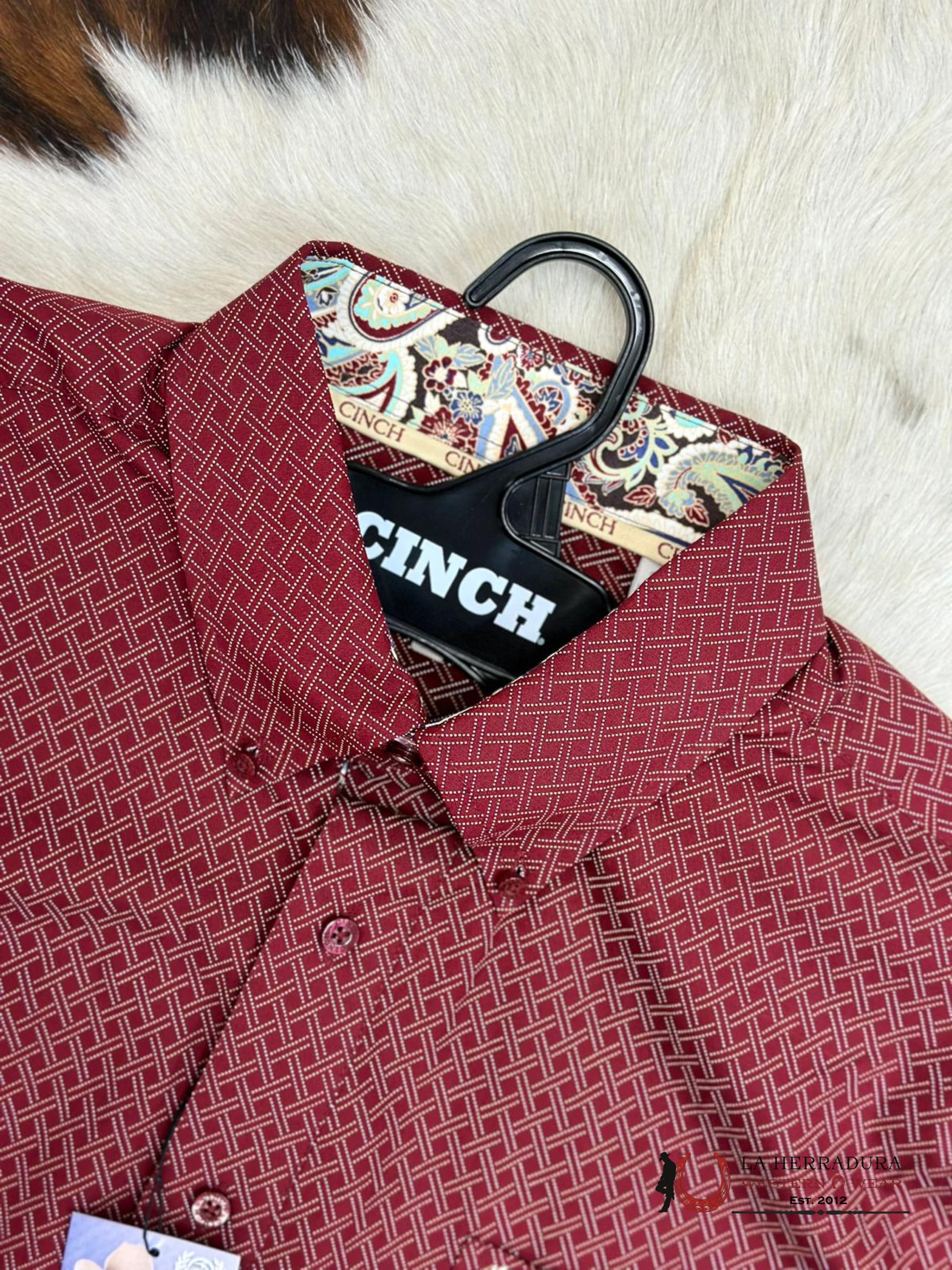 Cinch Burgundy Long Sleeve Button Up Ropa Hombres