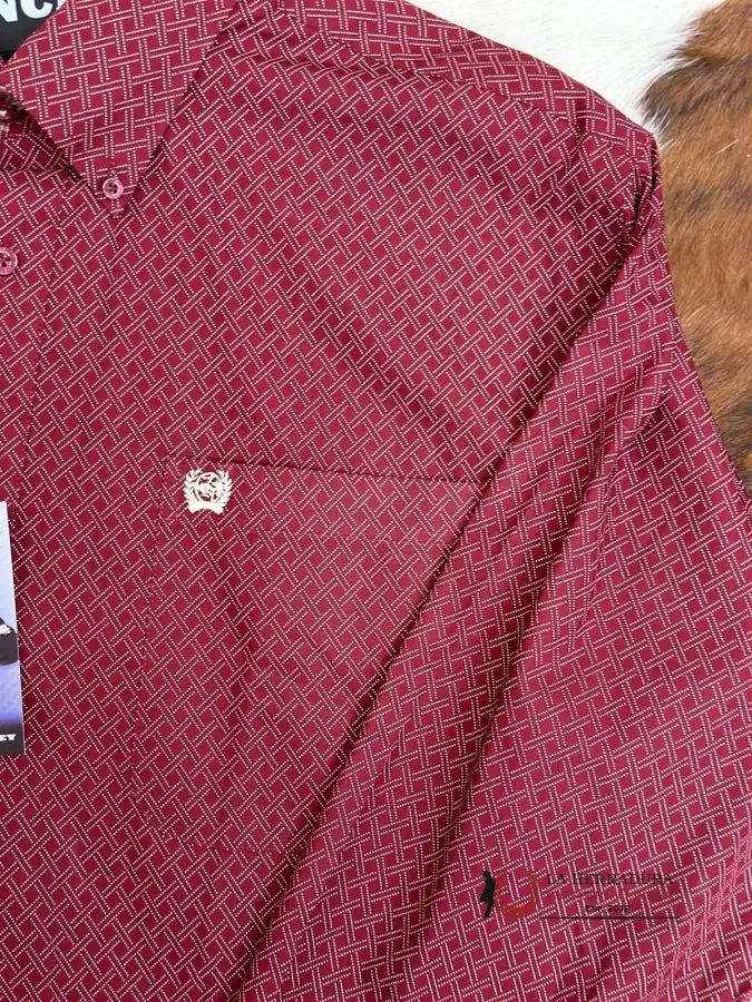 Cinch Burgundy Long Sleeve Button Up Ropa Hombres