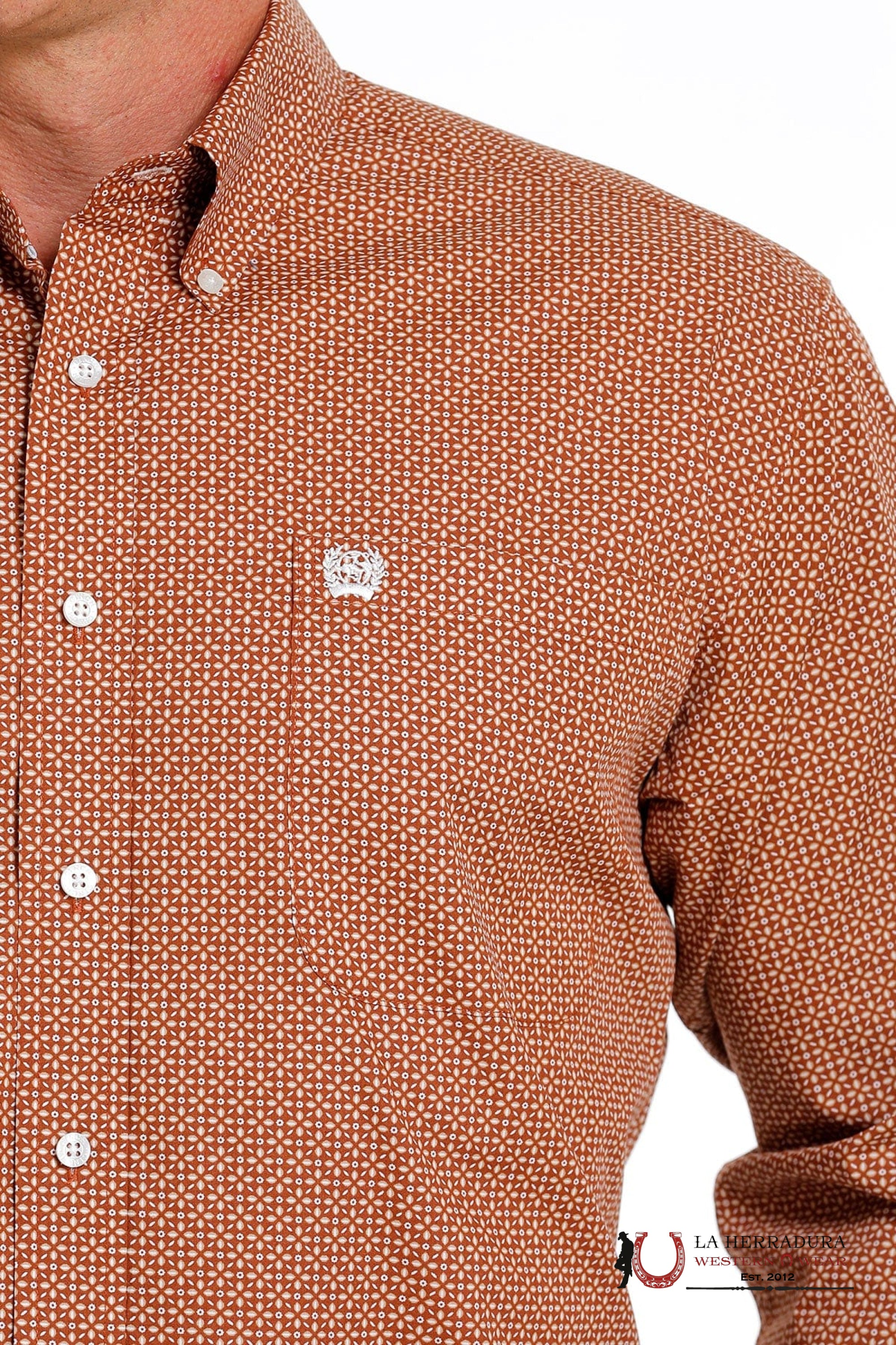 Cinch Burnt Orange Long Sleeve Button Up MTW1105610 ROPA HOMBRES