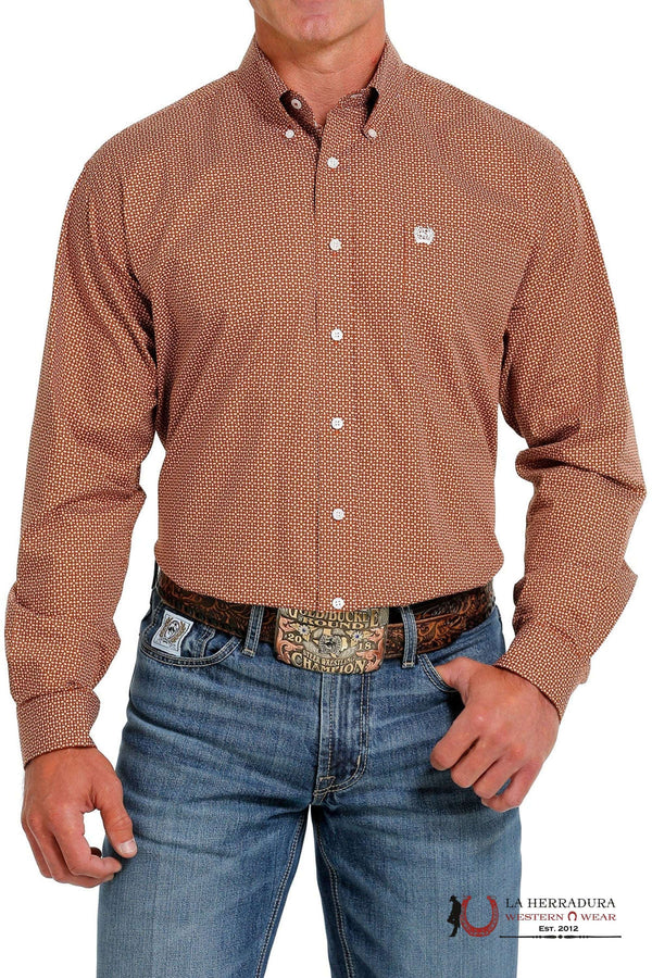 CAMISA VAQUERA DE MANGA LARGA COLOR NARANJA QUEMADO CINCH MTW1105610