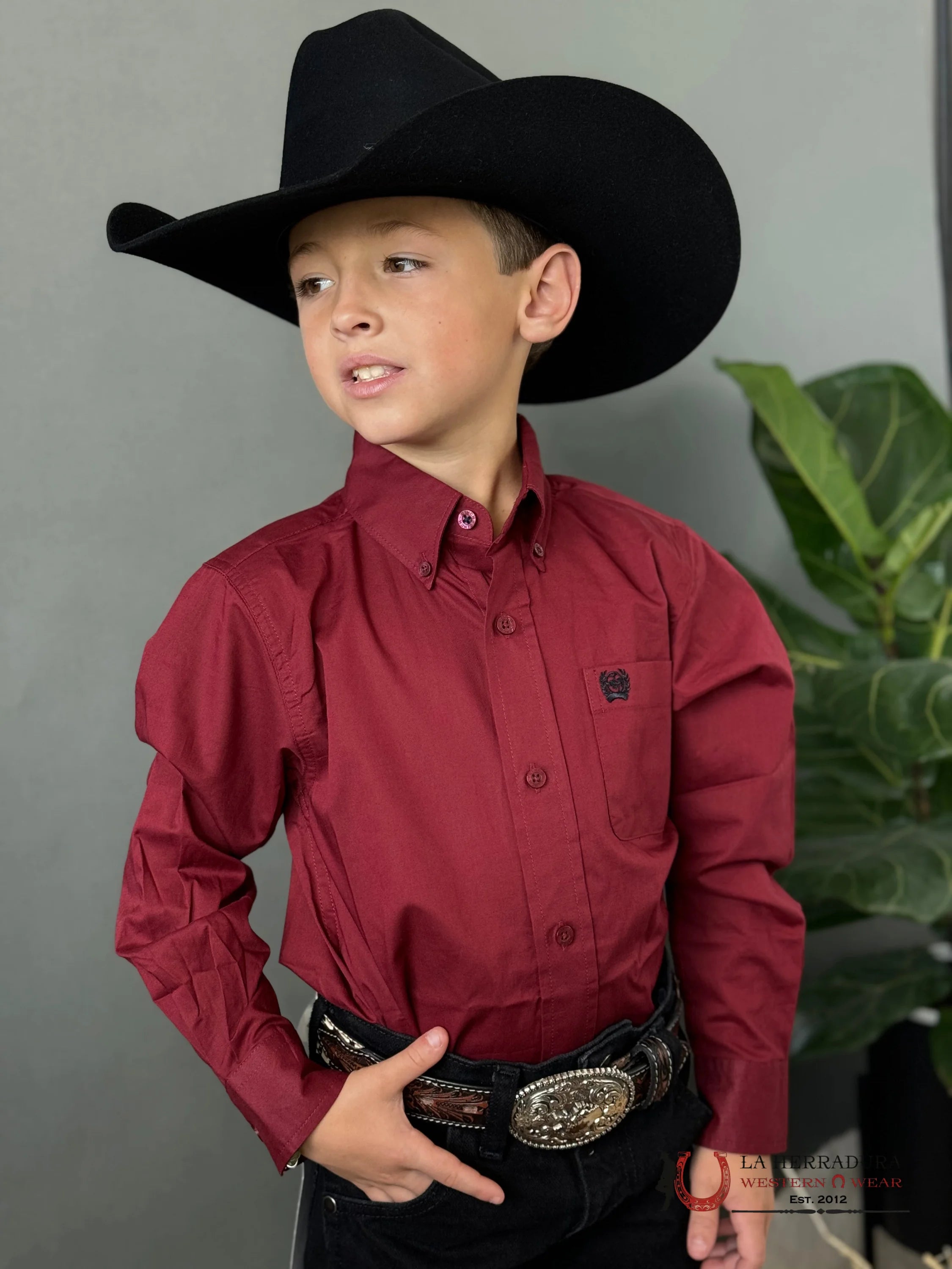 Cinch Classic Shirt Red/Wine Niños