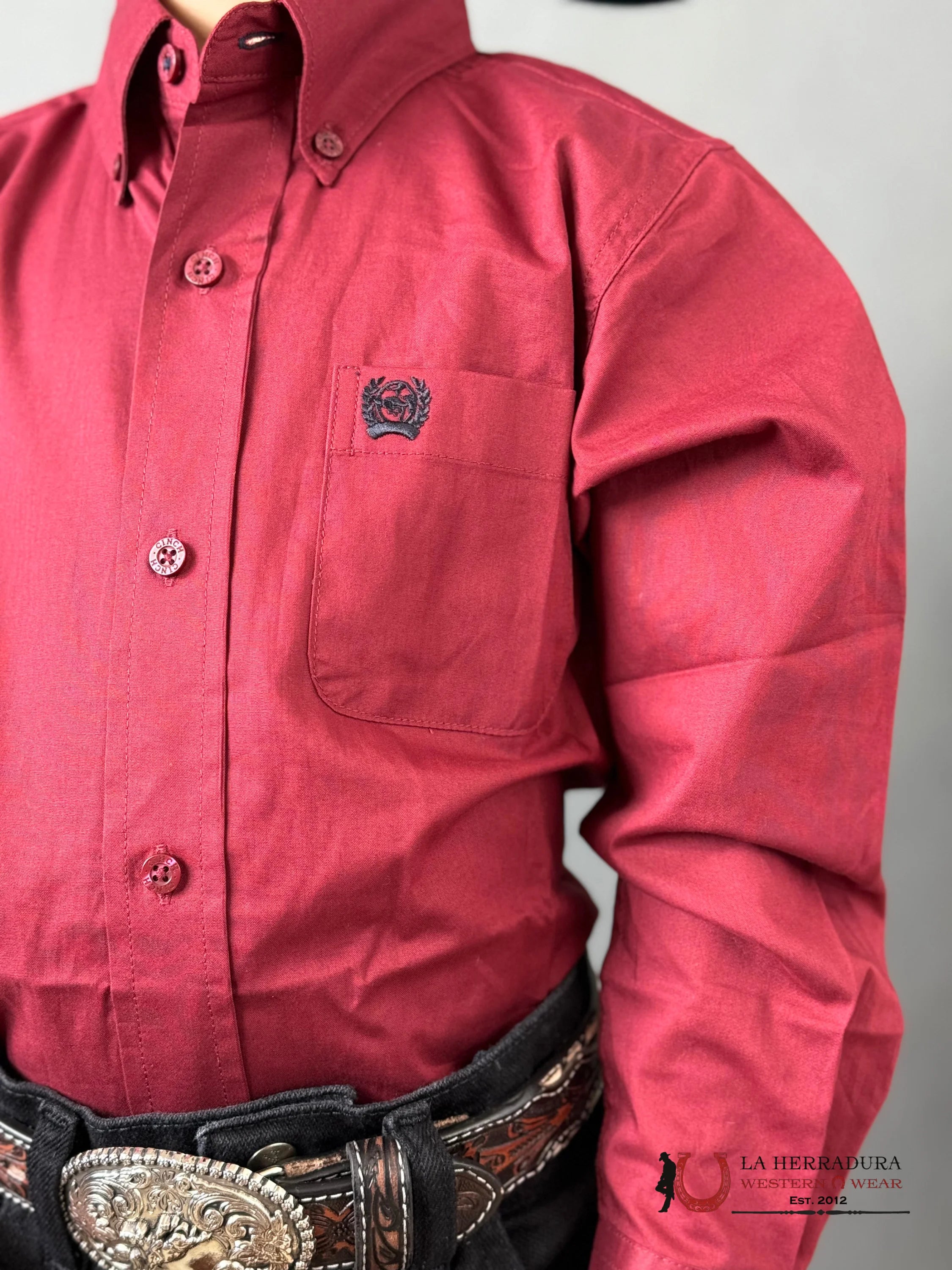 Cinch Classic Shirt Red/Wine Niños