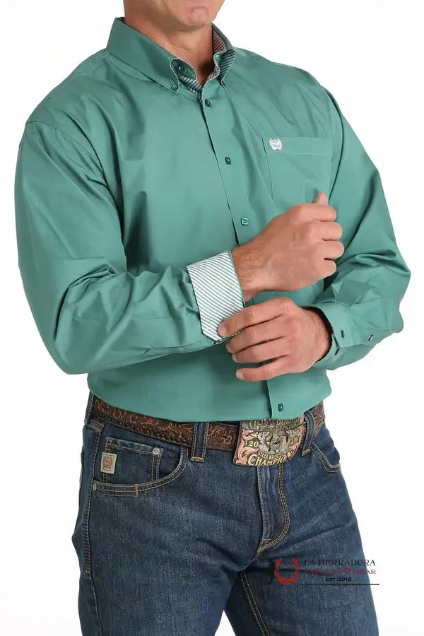 Cinch Green Button Down Long Sleeve Shirt Ropa Hombres