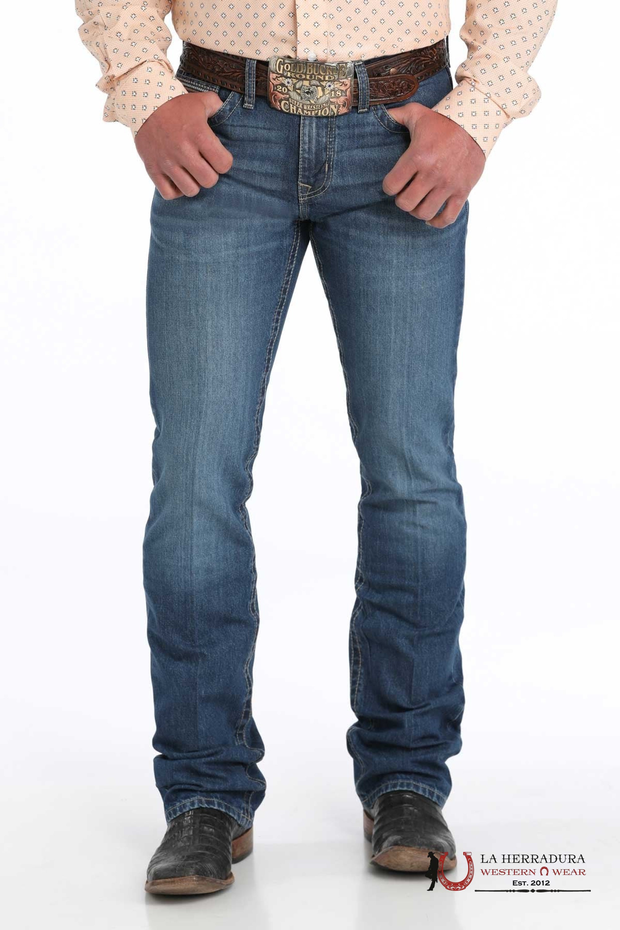CINCH JEAN IAN MEDIUM WASHED MID RISE SLIM BOOTCUT - 6001 ROPA HOMBRES