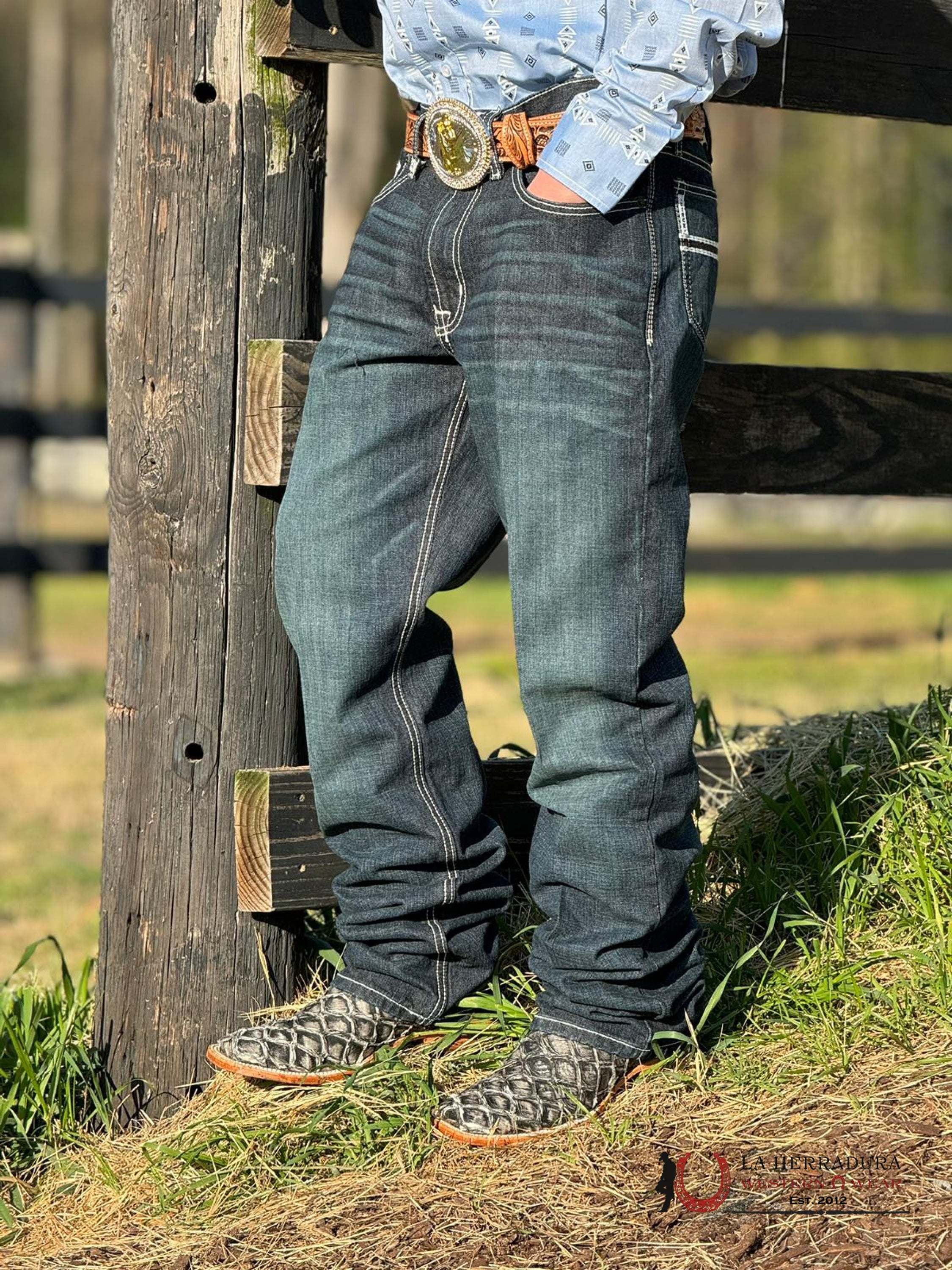 Cinch Jean White Label Relaxed Mid Rise Straight Leg Dark Stone Ropa Hombres