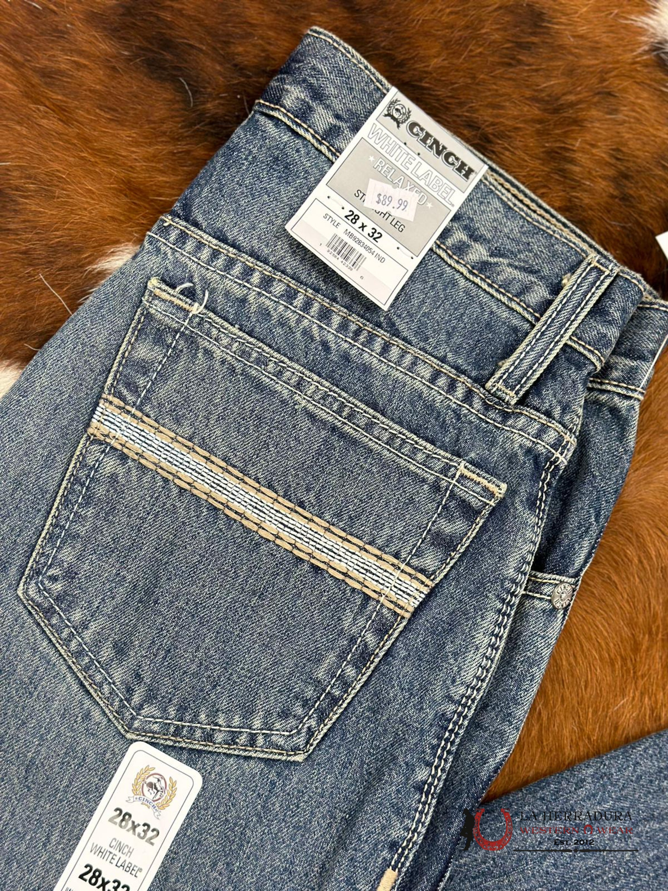 Cinch Jean White Label Relaxed Straight Leg Dark Stone Blue Wash Ropa Hombres