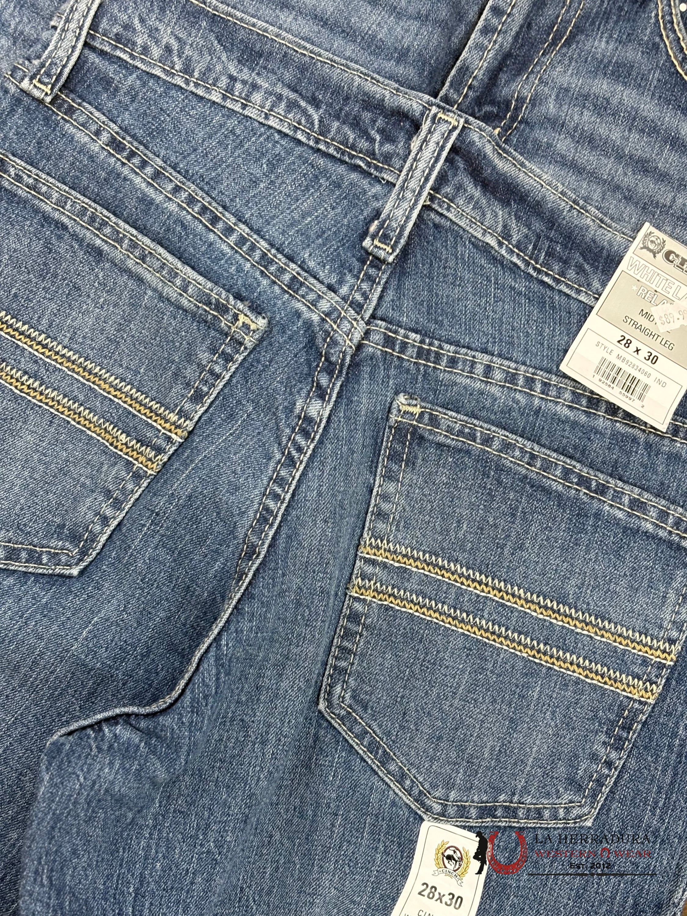 CINCH JEAN WHITE LABLE MEDIUM JEAN COLOR MID RISE RELAXED STRAIGHT LEG - 4060 ROPA HOMBRES