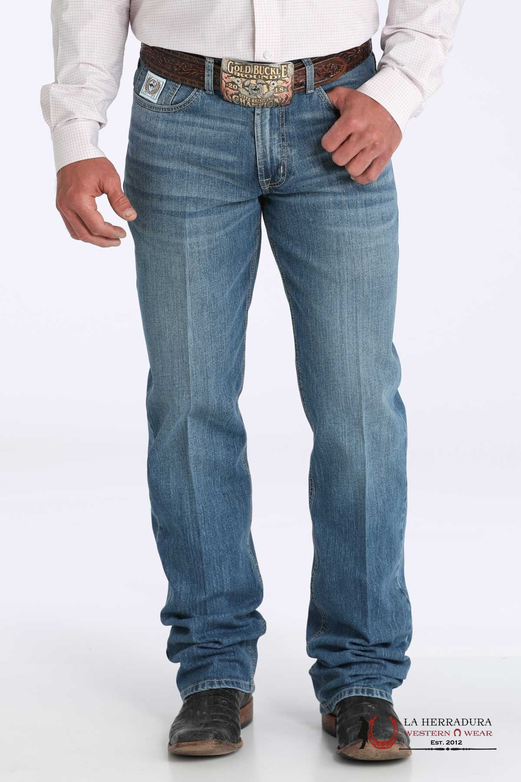 CINCH JEAN WHITE LABLE MEDIUM JEAN COLOR MID RISE RELAXED STRAIGHT LEG - 4060 ROPA HOMBRES
