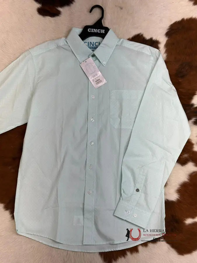 Cinch Light Blue White Patterned Long Sleeve Button Up Ropa Hombres