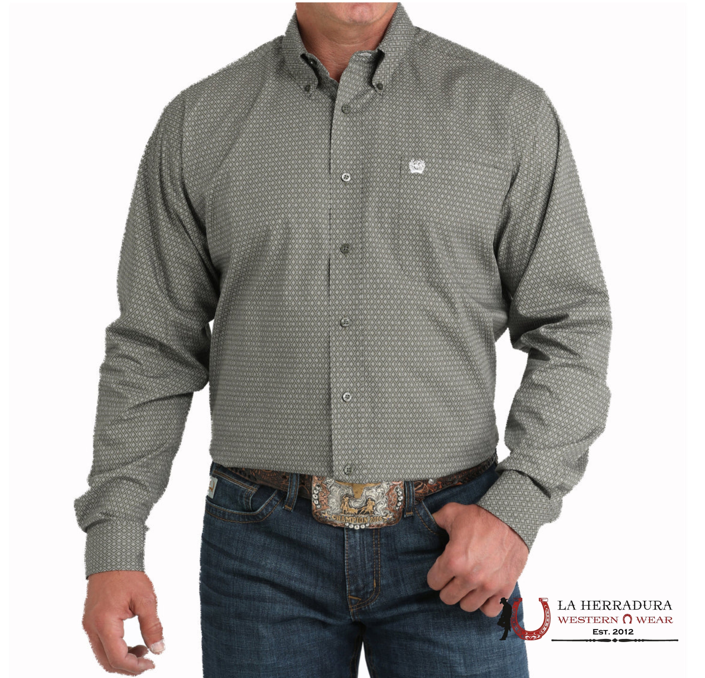 CINCH MEN BOTTON UP SHIRT OLIVE MTW1105981 ROPA MUJERES