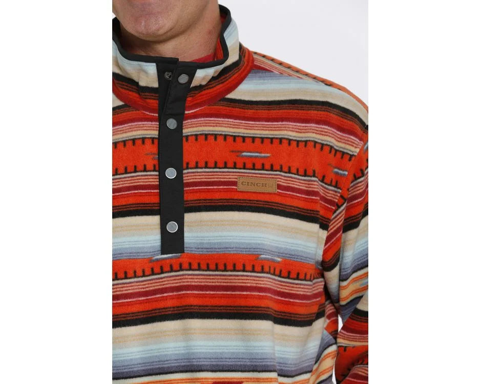 CINCH MENS Orange/Light Blue Aztec Pull Over MWK1514013