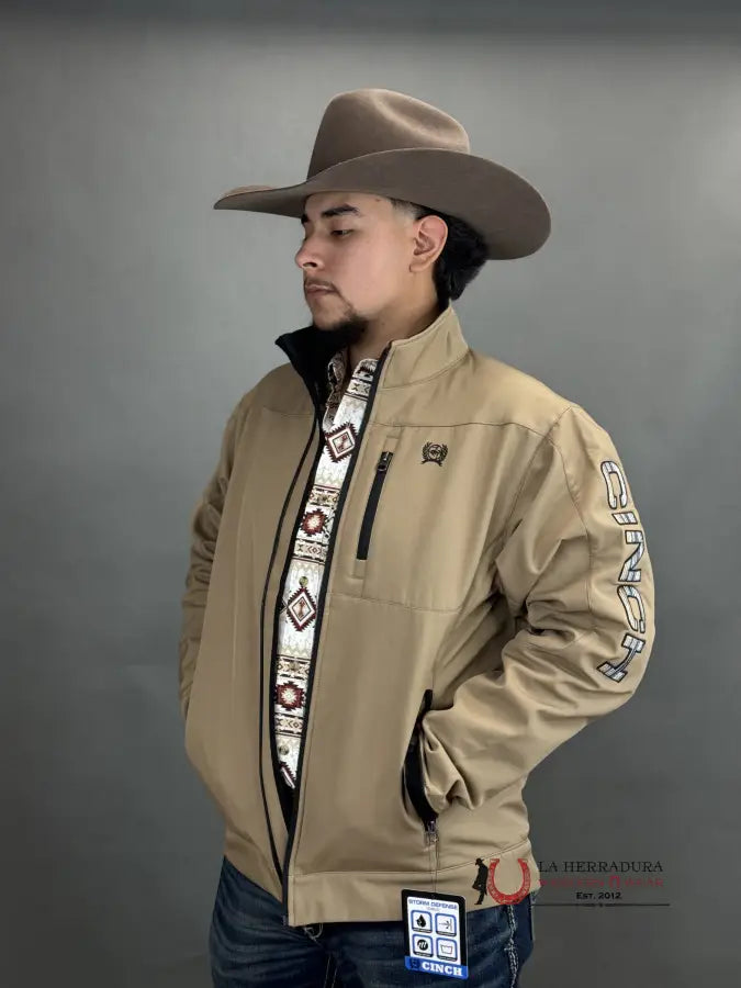 Cinch Mens Beige Classic Team Logo Ropa Hombres