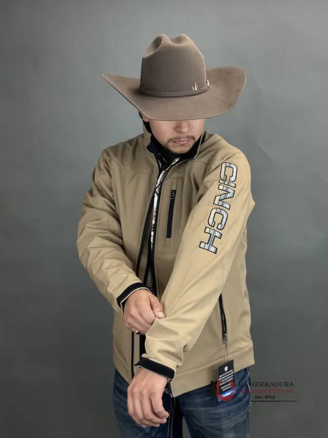 Cinch Mens Beige Classic Team Logo Ropa Hombres