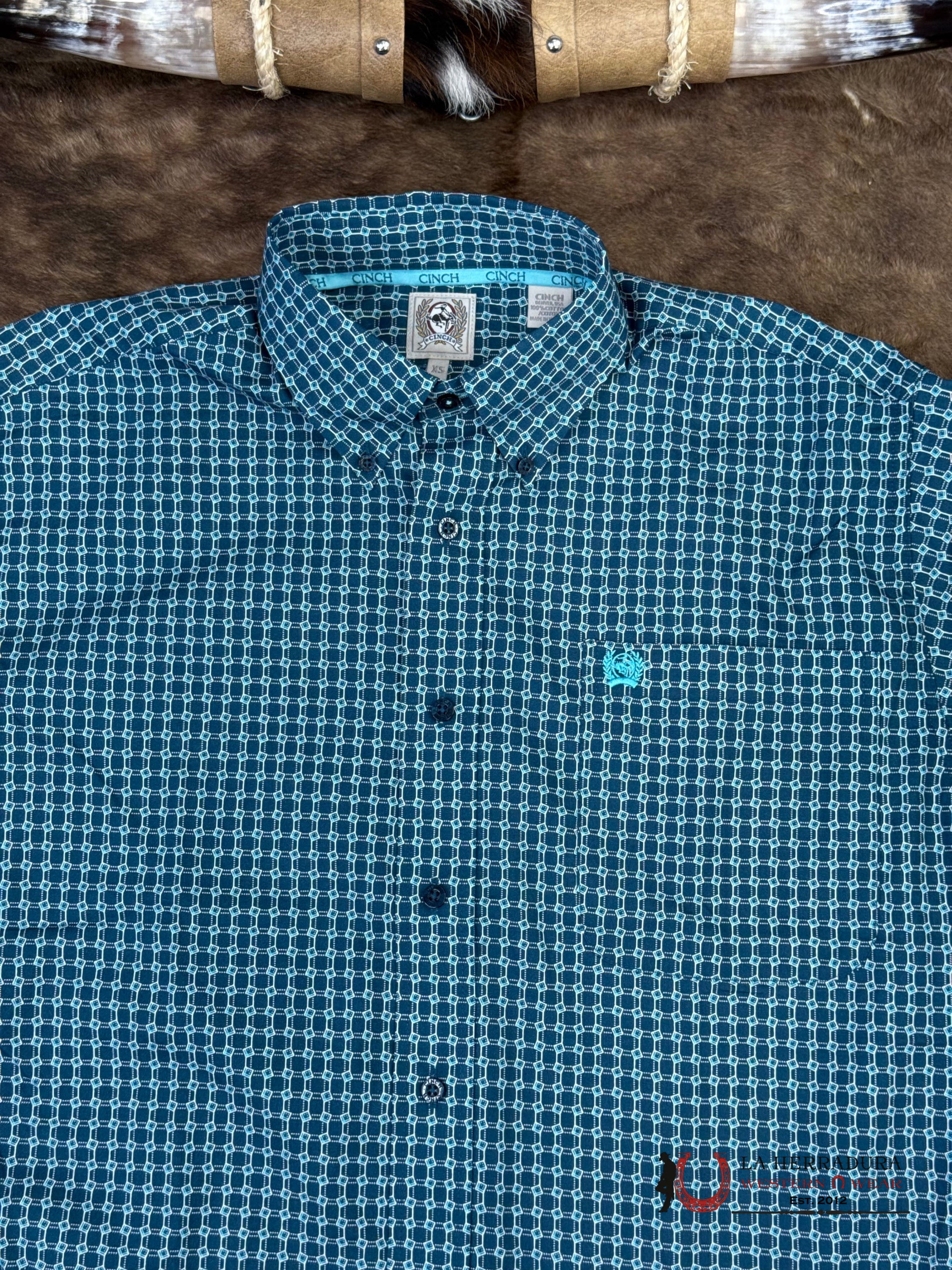 Cinch Men’s Blue Long Sleeve Shirt - 5898 ROPA HOMBRES