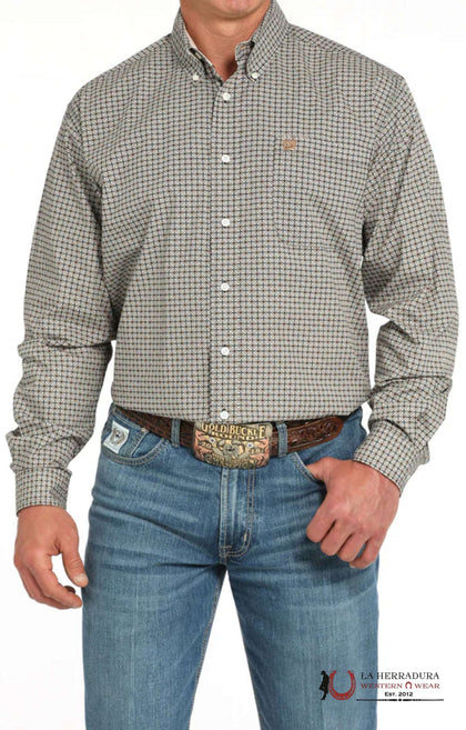 CAMISA DE HOMBRE CON BOTONES CINCH, MARRÓN CLARO CON FLORES, MTW1105941