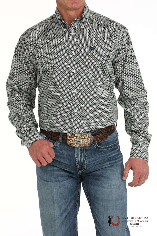 CAMISA DE MANGA LARGA CINCH CREMA PARA HOMBRE CON ESTAMPADO FLORAL AZUL OSCURO MTW1105909