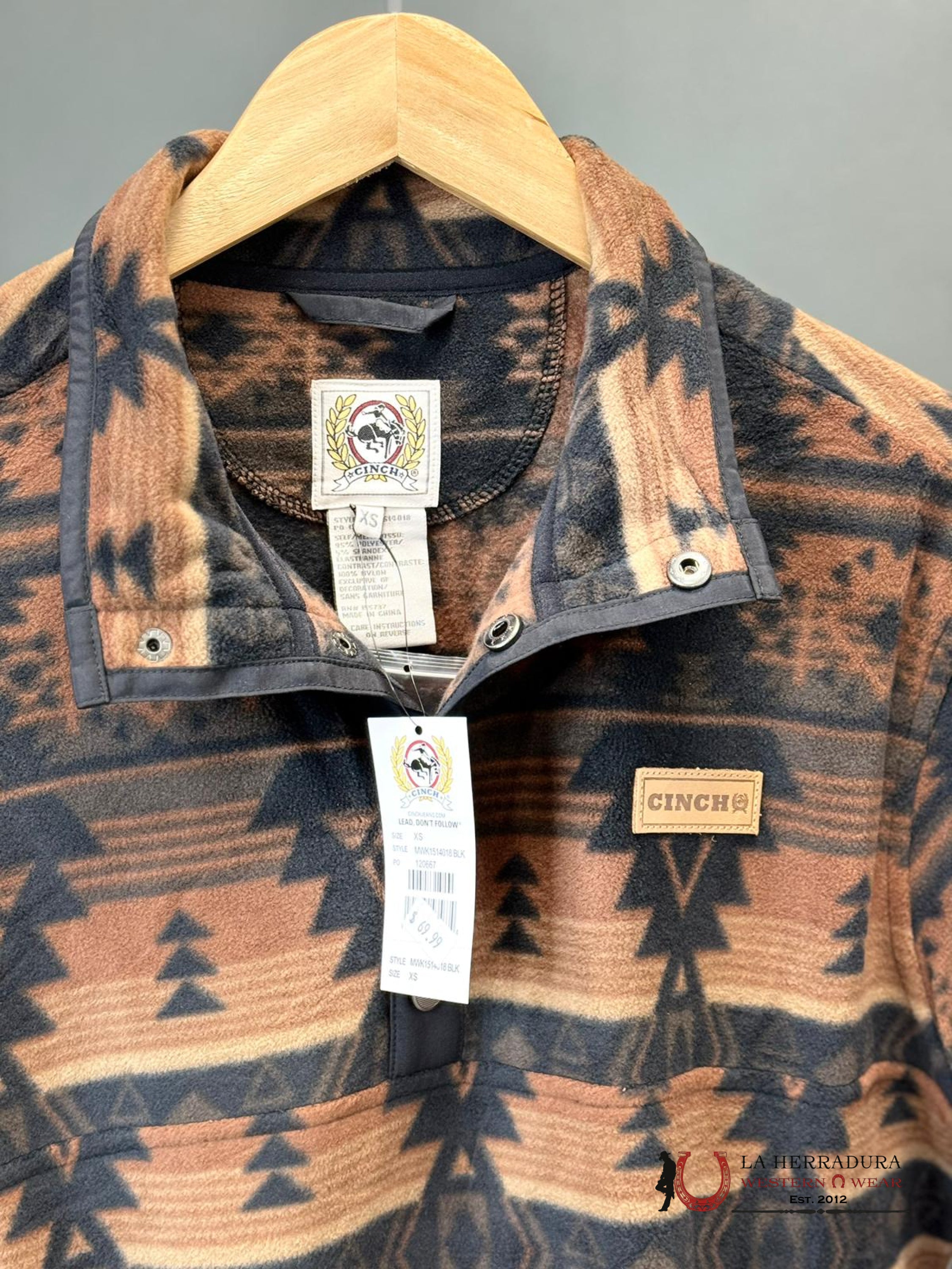 Cinch Mens Light Brown Black Aztec Pull Over Ropa Hombres