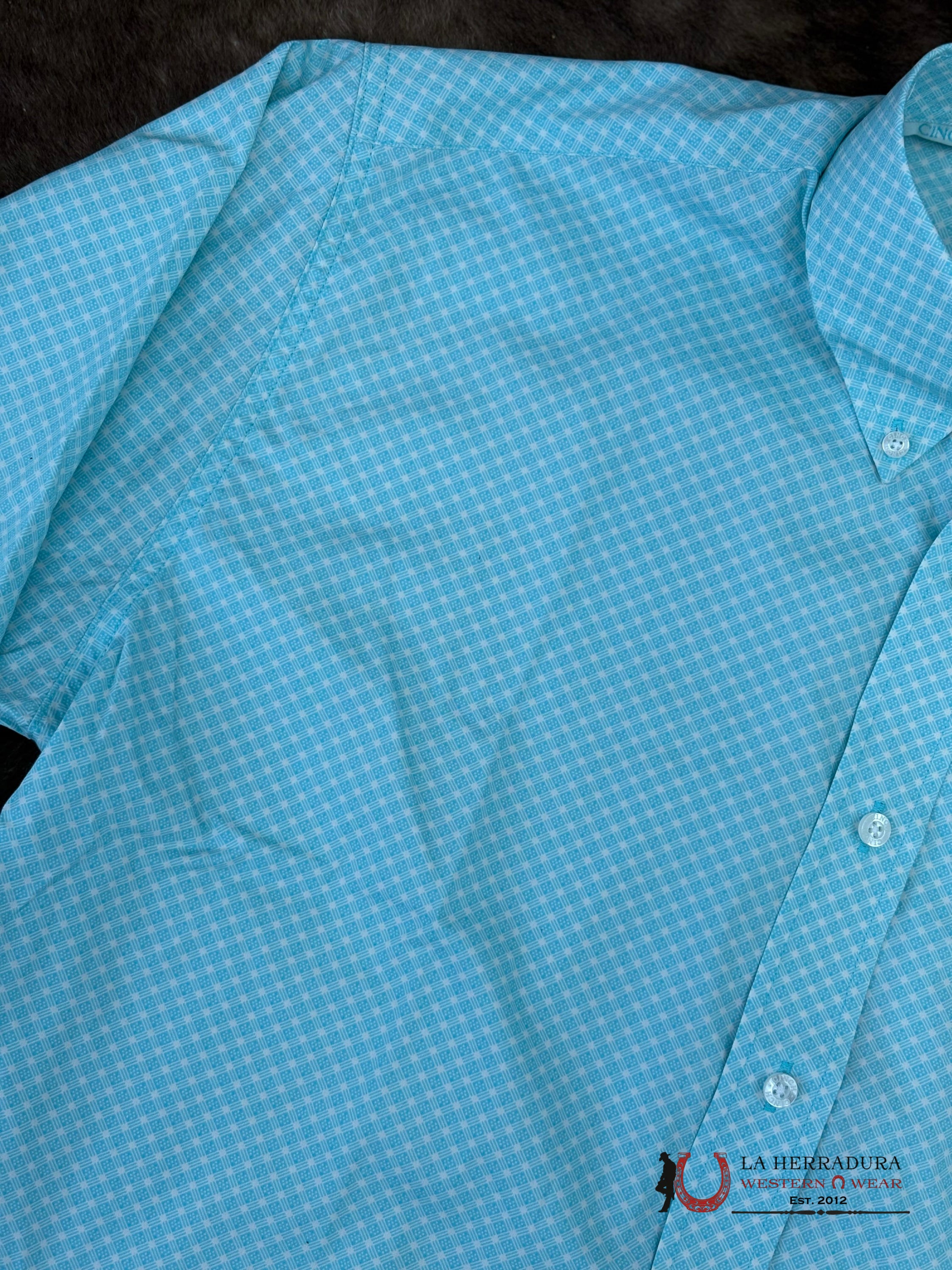 Cinch Men’s Light Turquoise Long Sleeve Shirt - 5905 ROPA HOMBRES