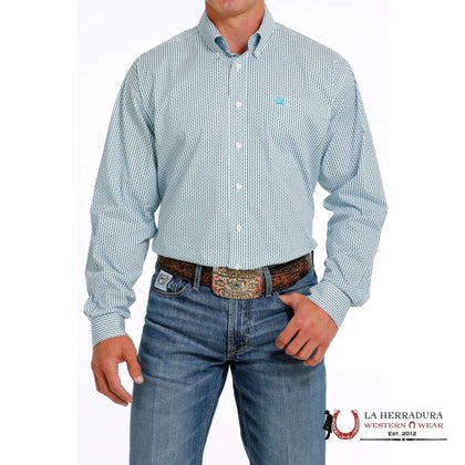 CINCH MEN'S MEDALLION PRINT BUTTON-DOWN WESTERN SHIRT - BLUE MTW1105605