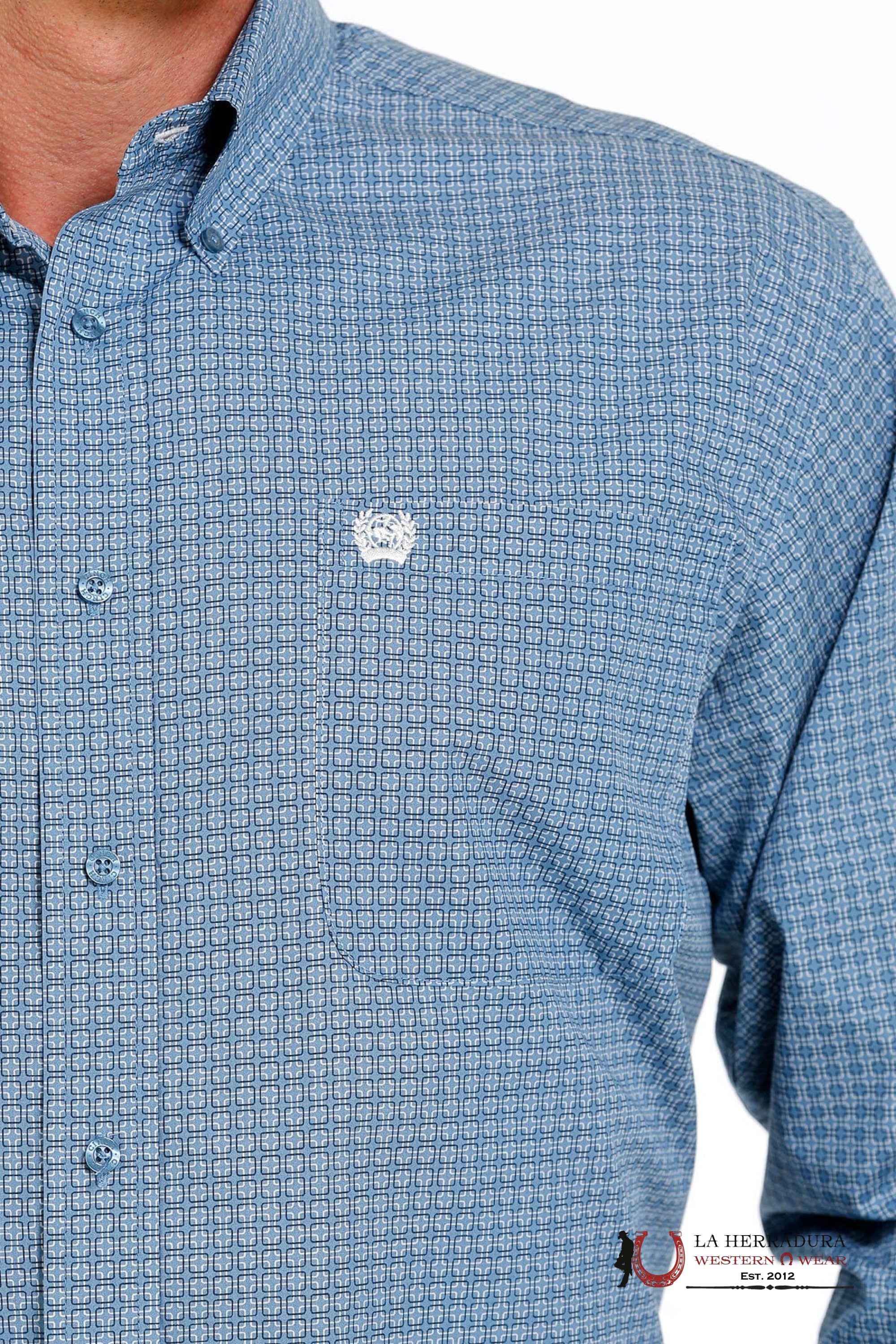 CINCH MEN’S MEDALLION PRINT BUTTON-DOWN WESTERN SHIRT - BLUE MTW1105629 ROPA HOMBRES