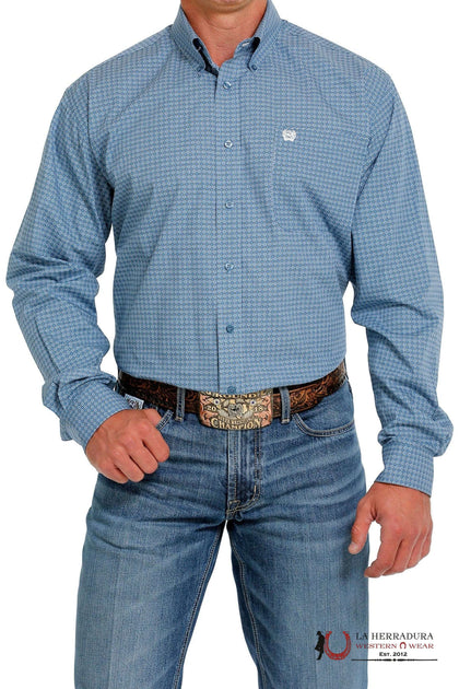 CINCH MEN'S MEDALLION PRINT BUTTON-DOWN WESTERN SHIRT - BLUE MTW1105629