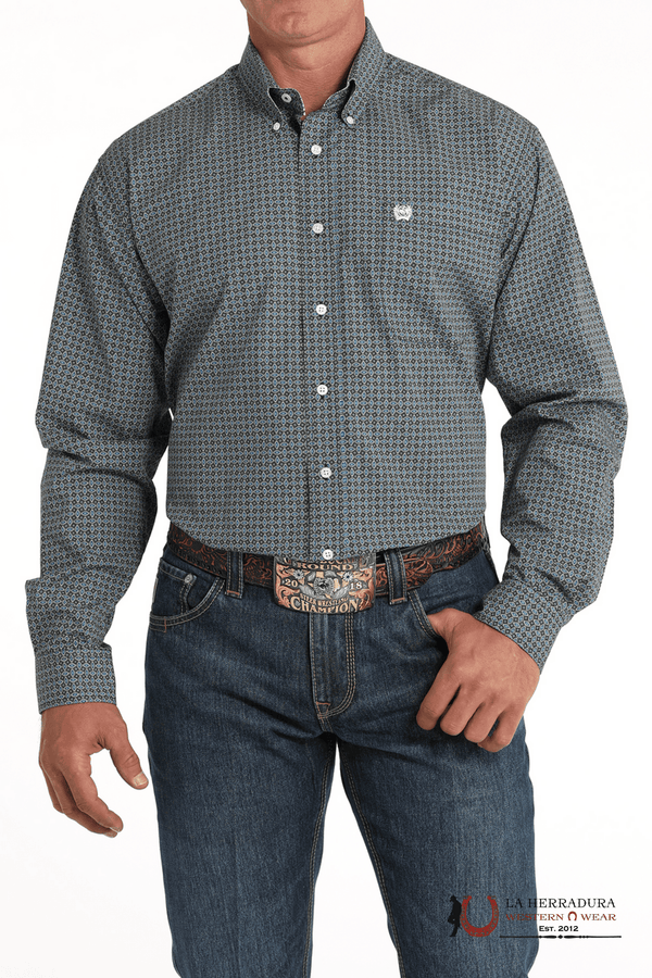 CAMISA VAQUERA ABOTONADA CON ESTAMPADO DE MEDALLÓN PARA HOMBRE CINCH AZUL MTW1105793