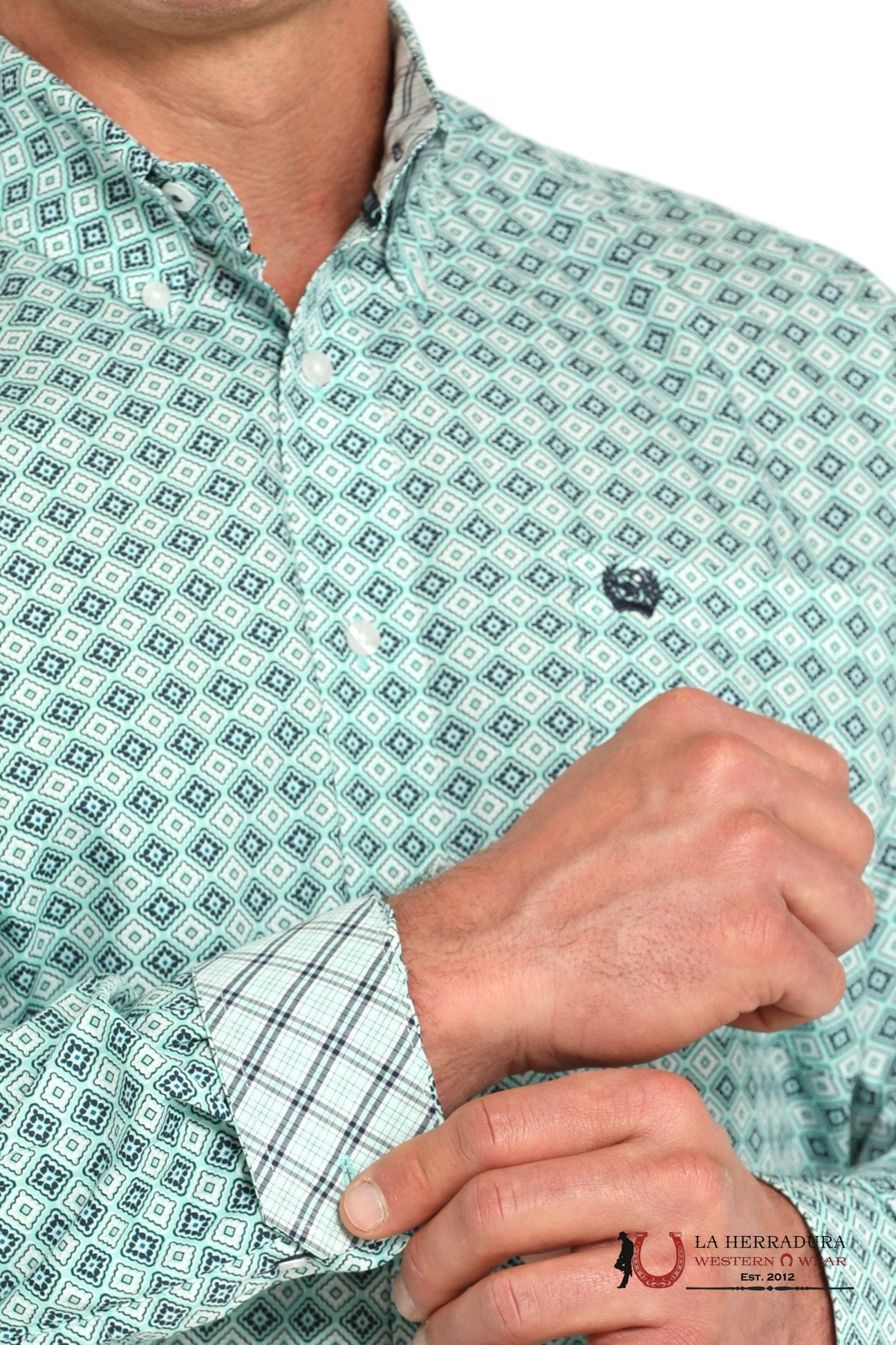 CINCH MEN’S MEDALLION PRINT BUTTON-DOWN WESTERN SHIRT - TURQUOISE MTW1105930 ROPA HOMBRES
