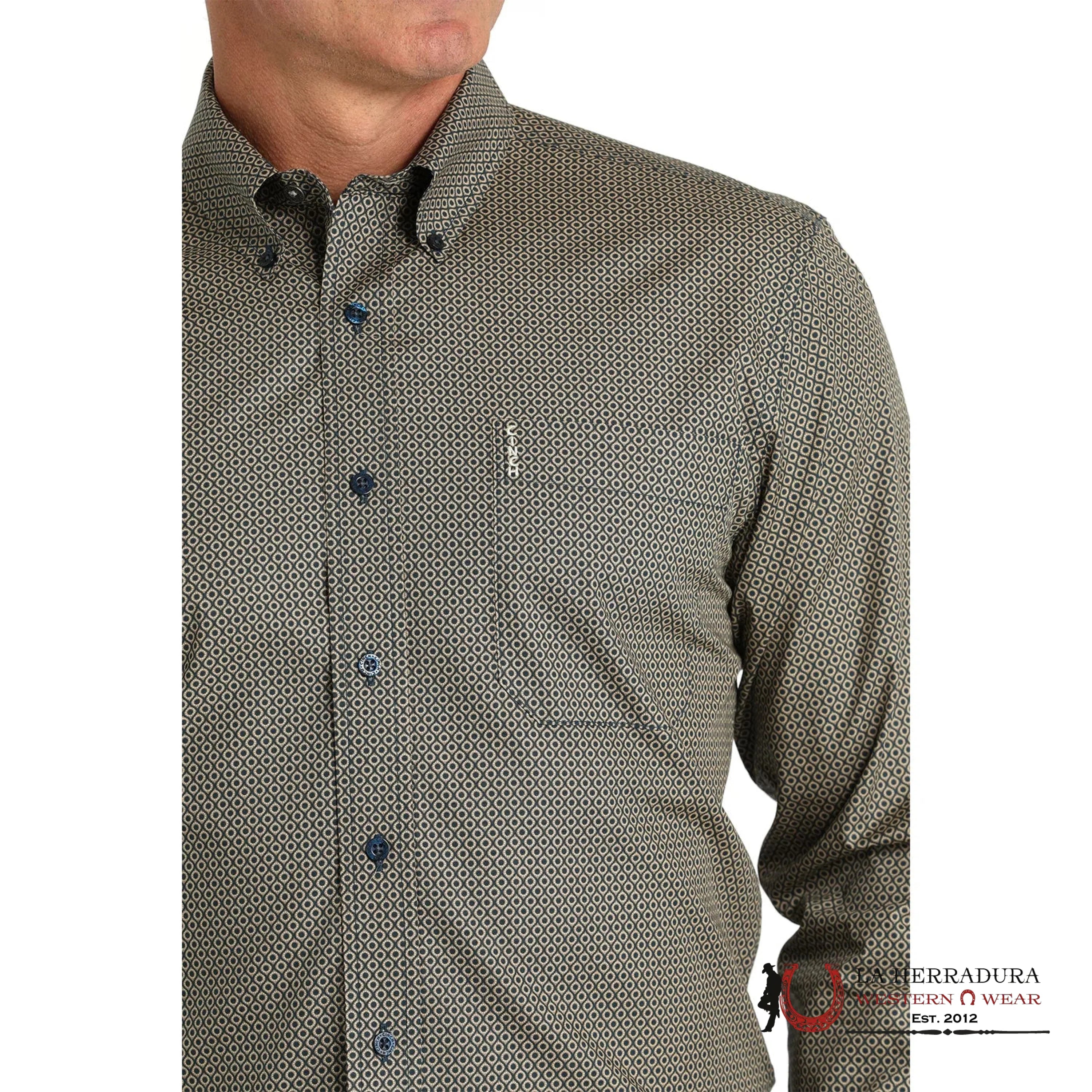 CINCH MEN’S MODERN FIT GEOMETRIC PRINT BUTTON-DOWN WESTERN SHIRT - BLACK MTW1347110 ROPA HOMBRES