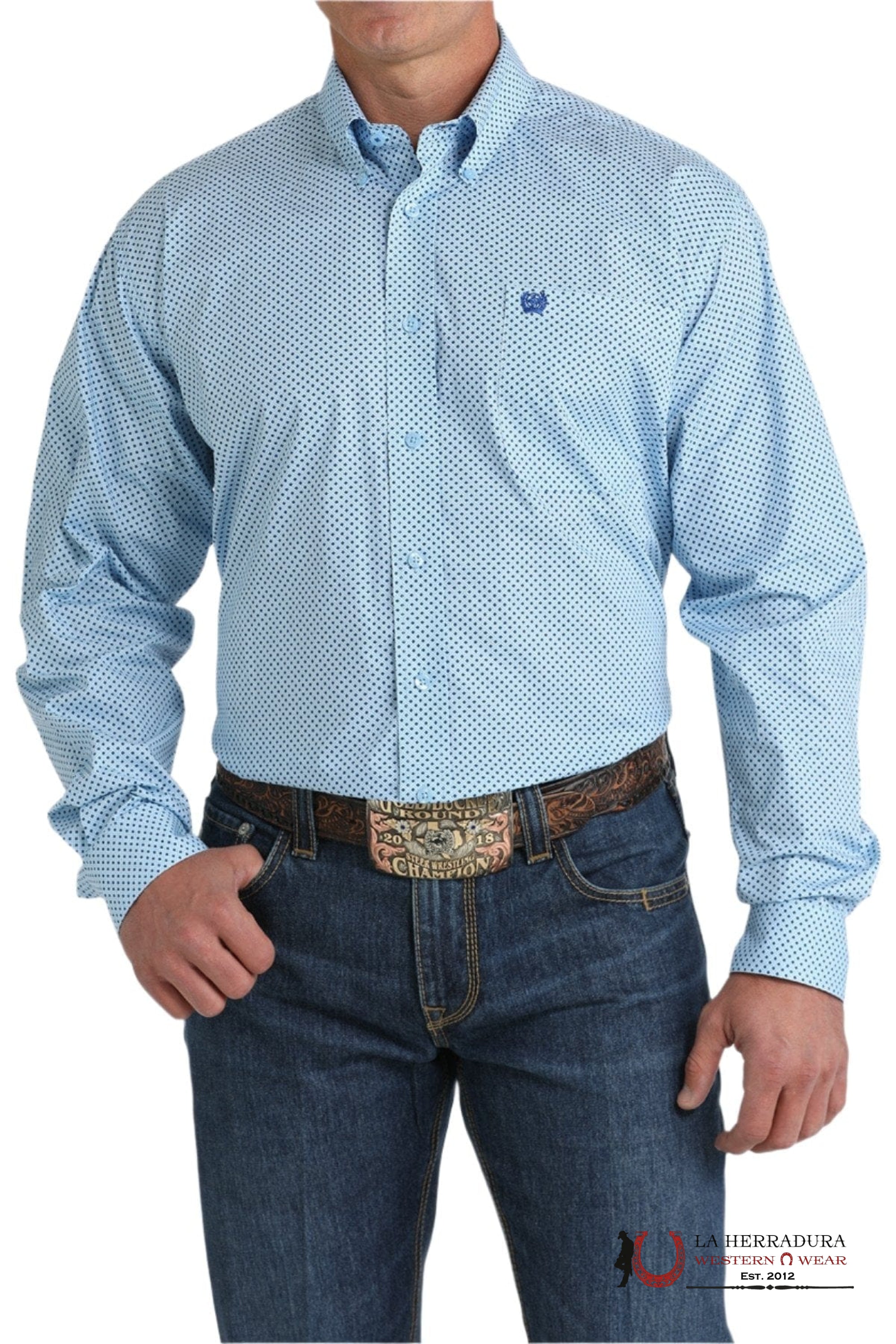 CINCH MEN’S MODERN FIT GEOMETRIC PRINT BUTTON-DOWN WESTERN SHIRT - BLUE MTW1105798 ROPA HOMBRES