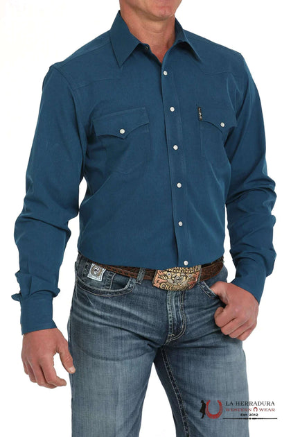 CINCH MEN'S MODERN FIT GEOMETRIC PRINT BUTTON-DOWN WESTERN SHIRT - BLUE MTW1303085