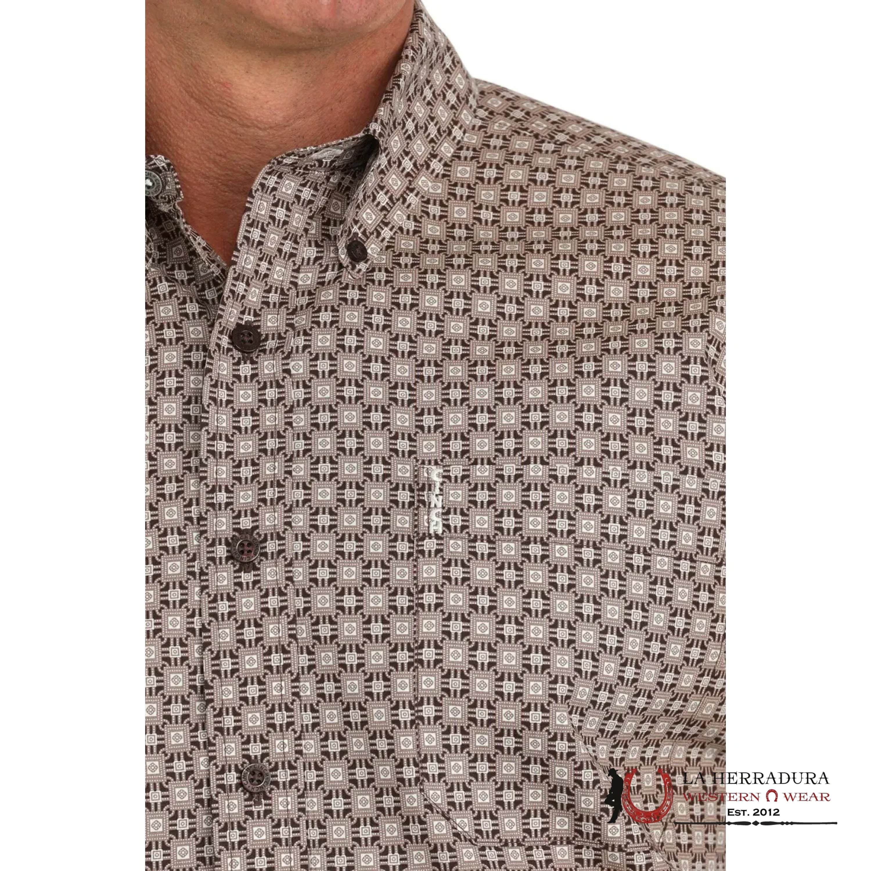 CINCH MEN’S MODERN FIT GEOMETRIC PRINT BUTTON-DOWN WESTERN SHIRT - BROWN MTW1347124 ROPA HOMBRES