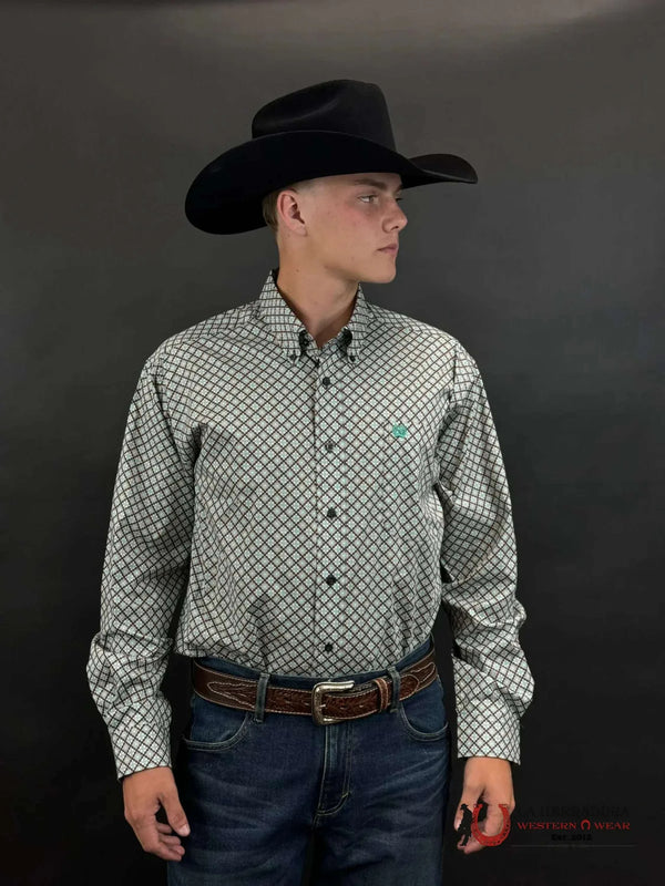 CAMISA VAQUERA DE BOTONES CON ESTAMPADO GEOMÉTRICO DE CORTE MODERNO PARA HOMBRE CINCH - CHR MTW1105269