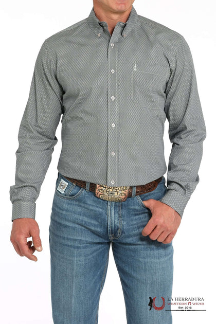 CINCH MEN'S MODERN FIT GEOMETRIC PRINT BUTTON-DOWN WESTERN SHIRT -GRAY - MTW1347133