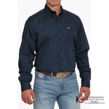 CINCH MEN'S MODERN FIT GEOMETRIC PRINT BUTTON-DOWN WESTERN SHIRT - NAVY MTW1105415