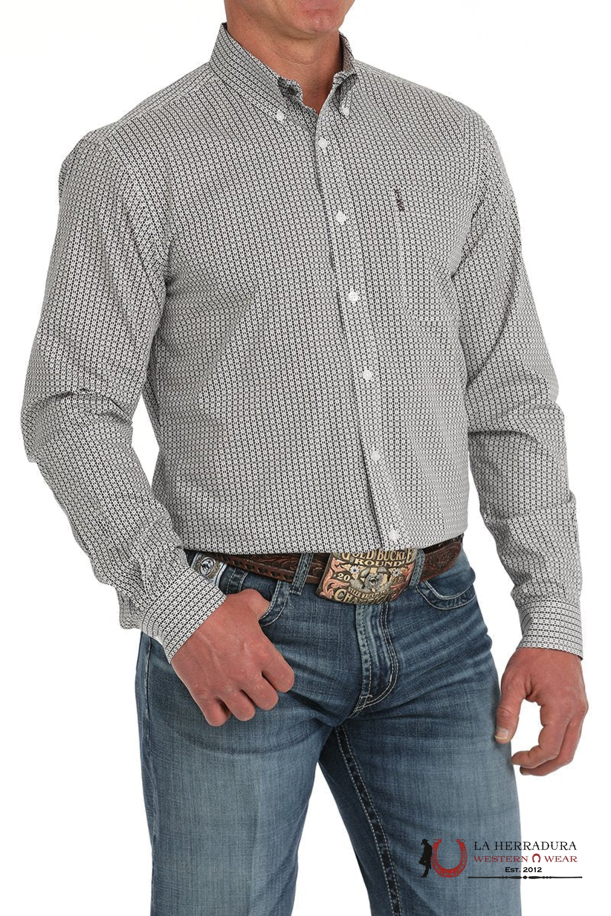 CINCH MEN’S MODERN FIT GEOMETRIC PRINT BUTTON-DOWN WESTERN SHIRT - PURPLE/BLACK MTW1347123 ROPA HOMBRES