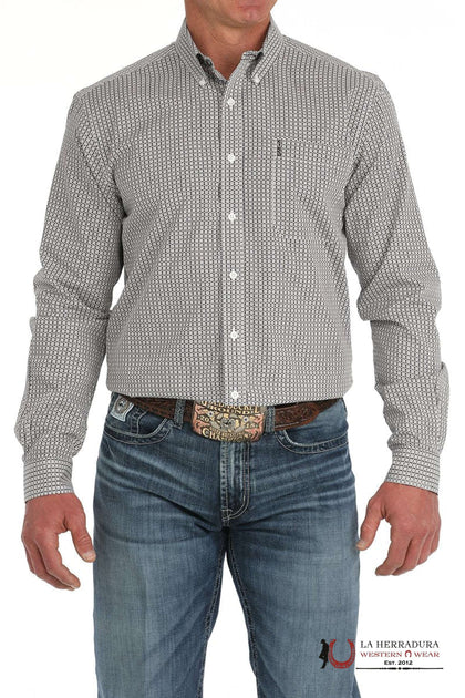 CINCH MEN'S MODERN FIT GEOMETRIC PRINT BUTTON-DOWN WESTERN SHIRT - PURPLE/BLACK MTW1347123